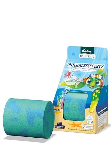 Kneipp naturkind Badeüberraschung Unterwasserparty - Sprudelnde Badeüberraschung mit Sammelfigur für Kinder Spielzeug für die Badewanne - Badespass Badekugel mit Johannisbeerduft - 1 Stück