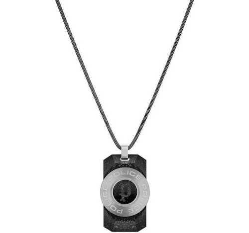 Police Edelstahlketten-Set Herren Halskette Kette Edelstahl mit Carbon Anhänger 70cm Police