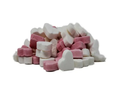 Fruchtgummi Bären & Co. Süßigkeit, Pfefferminz Herzen rosa weiße Traubenzucker Minze Geschmack 175g
