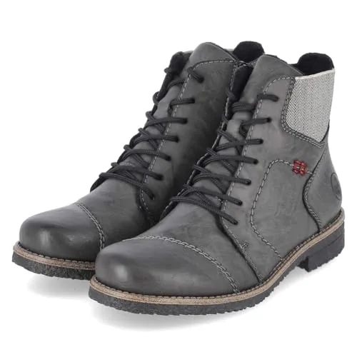 Rieker Damen 73522 Schnürstiefel, Grau, 41 EU - Wanderschuhe mit weicher Decksohle für hohen Tragekomfort und ideale Unterstützung bei Outdoor-Aktivitäten.