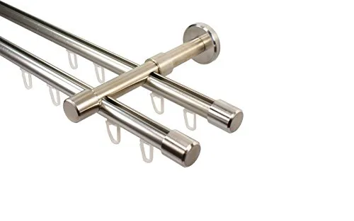iso-design Gardinenstange 2-läufig 16 mm Edelstahl 120 cm von iso-design
