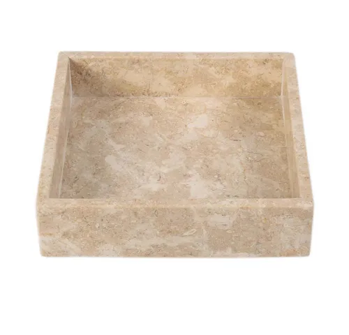 wohnfreuden Dekotablett Marmor creme 20 cm - Dekotablett aus hochwertigem Marmor in creme, ideal für stilvolle Akzente in Wohnräumen und Badezimmern.