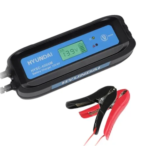 HYUNDAI Batterieladegerät HYSC-4000M | 6V/12V | Intelligentes Ladegerät für Autobatterie, Motorrad, Boot | AGM, EFB, Gel, Wet, MF, 12V Lithium (LiFePO4) | Temperaturausgleich, Reparaturmodus