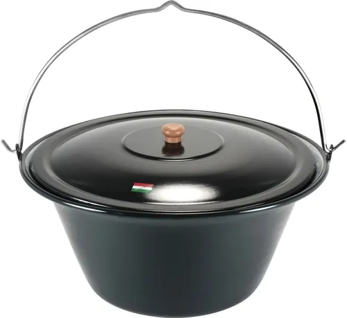 Grillplanet Holzkohlegrill Gulaschkessel 30 Liter - Grill und Kochen in einem, ideal für gesellige Runden, mit leichtem Kessel und praktischem Henkel für einfache Handhabung.