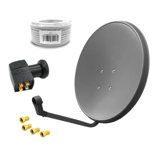 60cm HD Sat Anlage mit Quad LNB und 10m Koaxialkabel