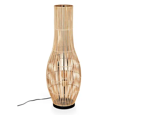 hofstein Stehlampe aus Metall/Bambus in Schwarz/Gold - Stilvolle Stehlampe im Boho-Style, 105 cm hoch, mit Gitter-Optik. Ideal für Esszimmer, Flur oder Wohnzimmer. E27 Fassung für individuelle Lichtgestaltung.