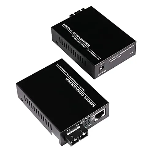  Single Mode Dual SC Fiber Gigabit Fast Ethernet Media Converter, Mini 1x 10/100/1000Base-T RJ45 to 1000Base-SC Slot Converter Transceiver, up to 30km 1310-nm, AC 100V~240V A Pair of Bidi