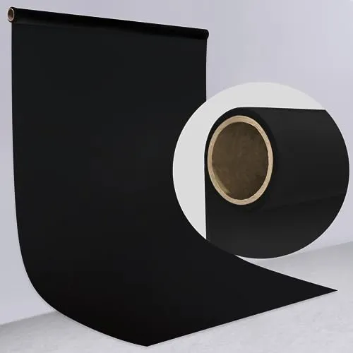 EMART Fotohintergrund Papier Schwarz Papierrolle Fotowand Hintergrund | 1,3 x 4,9 m | Matt Nahtlos für Fotoshooting, Produktfotografie, Portrait, Kompatibel mit Hintergrundständer