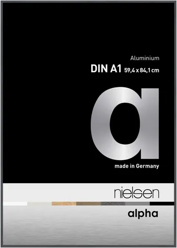 nielsen Bilderrahmen Alpha A1, Dunkelgrau - Wand- & Tischbilderrahmen aus hochwertigem Aluminium, modern und zeitlos, mit Echtglas und stabiler MDF-Rückwand für einfache Montage im Hoch- und Querformat.