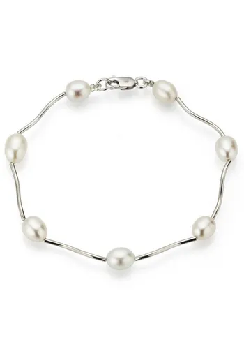 Firetti Silberarmband mit Süßwasserzuchtperle - Armschmuck aus 925 Silber, rhodiniert und mit einer eleganten Süßwasserzuchtperle. Das perfekte Geschenk für besondere Anlässe, inklusive Etui.
