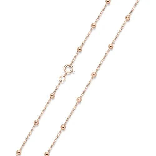 Materia Kugel Kette Damen - Rosegold 925 Silber Halskette für Frauen - Elegante Kugel-Ankerkette aus rosé vergoldetem 925 Sterling Silber, ideal für den Multi-Chains-Look. Perfekt kombinierbar mit verschiedenen Längen und Designs.
