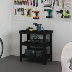 vidaXL Werkbank Schwarz aus massivem Kiefernholz 78,5x50x80 cm