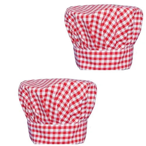 Naapesi 2 Stück Kochmütze für Männer und Frauen, Kochmütze Verstellbar und Atmungsaktiv, Kochmütze Chef Unisex, Kopfbedeckung Ideal für Restaurants, Hotels, Schulen und zu Hause (Polyester, Rote)