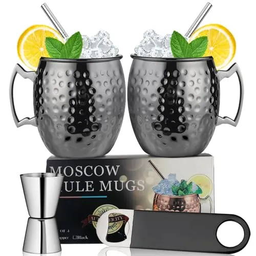 Stück Moscow Mule Becher Set, 18Oz Handgemacht Cocktail Tasse for Kaltes Getränk, Wein, Bar, Party, Geschenkset 2