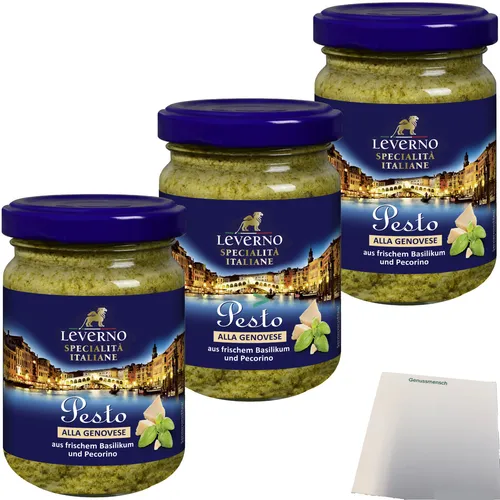 Leverno Pesto Alla Genovese aus frischem Basilikum und Pecorino 3er 3x130g usy
