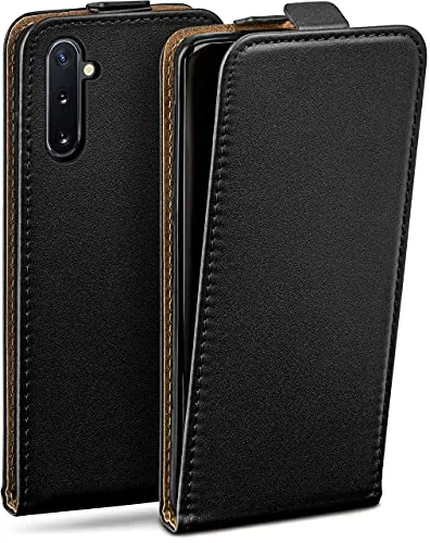 moex Flip Case für Samsung Galaxy Note 10 Hülle klappbar mit 360 Grad Schutz, Handyhülle mit Displayschutz, PU Leder Handytasche Lederhülle, Flip Case Cover Klapphülle, Schwarz