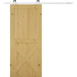 HOMCOM Schiebetüren-Beschlagsatz 183 cm - Komplett-Set für praktische Schiebetüren - Schiebetüren-System aus robustem Kohlenstoffstahl, ideal für zwei Türen (35-45 mm dick), trägt bis zu 100 kg und spart Platz. Einfache Montage mit Anleitung und Montagematerial.