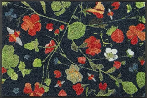 wash+dry Fußmatte Garden Bee 50x75cm - Waschbar und Rutschfest - Fußmatte für innen und überdachten Außenbereich, aus robustem Nylonflor und rutschfestem Nitrilgummi. Pflegeleicht, bis 60°C waschbar, ideal für Allergiker und Tierbesitzer.