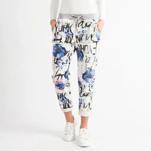 Damen Jogginghose Baumwolle Sporthose Stretch Freizeithose Sommer, Boyfriend Style 95% Baumwolle & Stretch, Print Sweathose Edelheld Gr.36-38