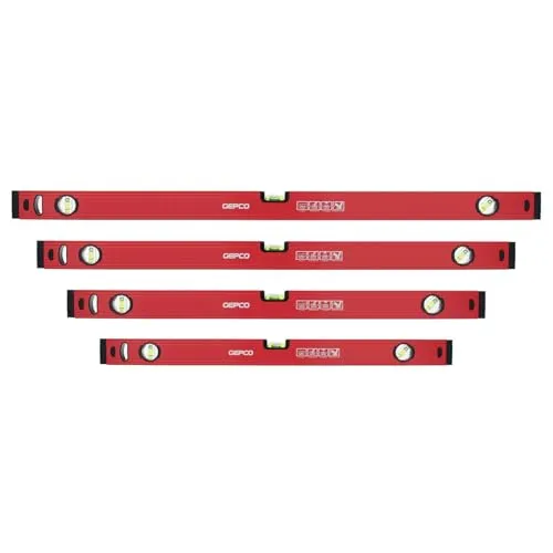 GEPCO 4-tlg Satz Profi Wasserwaagen 60 + 80 + 100 + 150 cm Aluminium 1.2 mm Richtwaage Messwaage Bauwaage 3 Libellen Messtoleranz: 0,5mm/m