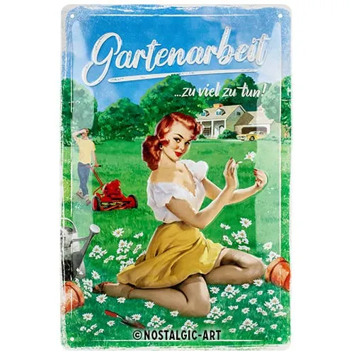 Nostalgic-Art Retro Blechschild, 20 x 30 cm, Gartenarbeit – Geschenk-Idee für Garten-Freunde, aus Metall, Vintage Design mit Spruch, Blechschilder Sprüche