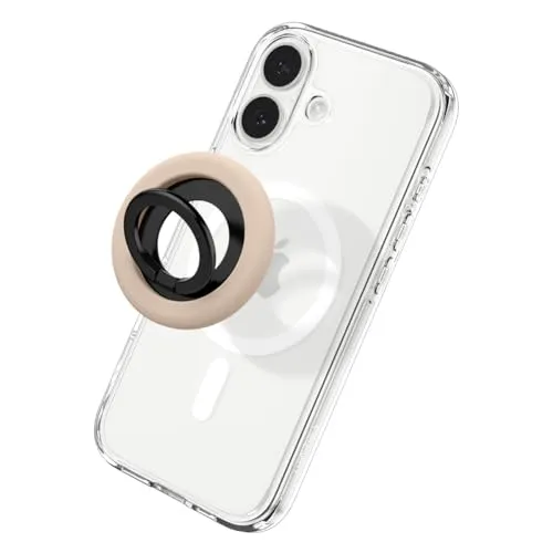 Spigen NanoPop MagFit MagSafe Ring Magnet Halterung, 135° Verstellbarer Ringhalter für iPhone 17/16/15 Pro Max Air, MagSafe Hülle für Pixelsnap Pixel 10 Pro Fold XL, Samsung Galaxy S25 Ultra - Beige