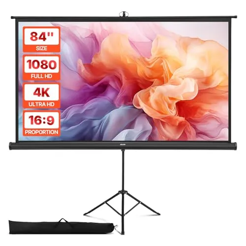VEVOR Projektionsleinwand Stativleinwand (84 Zoll) – Tragbare Beamerleinwand für Innen & Außen