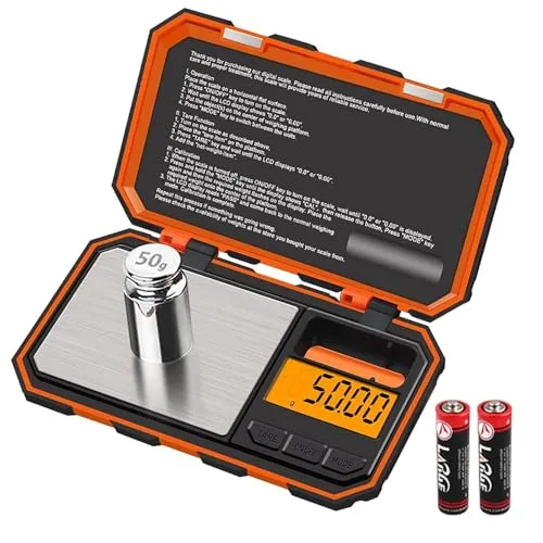 UNIWEIGH Digitale Grammwaage,200g/0.01g Feinwaage Elektronische Miniwaage für Pulver,Münzen,Schmuck,Kräuter,Lebensmittel,6 Einheiten,LCD Display,Tara,Auto Off,mit 50g Kalibrierungsgewicht