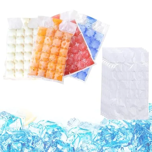 WOLMIK 20 Stück 480 Eiswürfelbeutel, selbstverschließende Eiswürfelbeutel für Gefrierschrank, Cocktail, Whiskey, gekühlte Getränke und Babynahrung