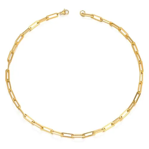 Sanixa Karma NH10126977 Halskette Damen Edelstahl Gold 50 cm Kette Gliederkette für Frauen modern Damenhalskette Edelstahlkette
