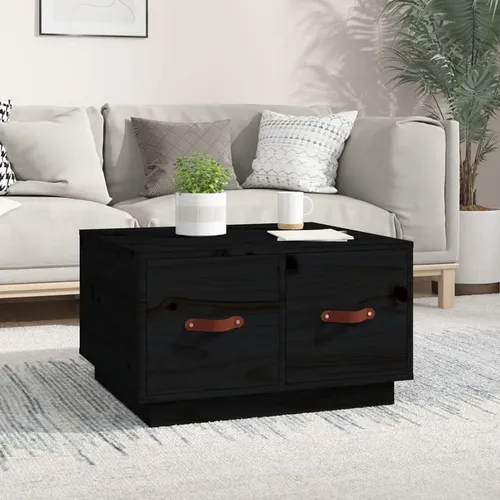 The Living Store Couchtisch Schwarz 60x53x35 cm aus Kiefernholz