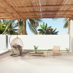 vidaXL Ausziehbare Seitenmarkise Creme 160x1000 cm - Sichtschutz für Garten, Terrasse oder Balkon mit automatischer Rückrollfunktion. UV-beständig, reißfest und wasserabweisend für optimalen Schutz vor Wind und Sonne.