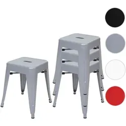 4er-Set Hocker HWC-A73 – Stapelbare Metallhocker im Industriedesign - Hocker aus pulverbeschichtetem Metall, stapelbar für platzsparende Lagerung. Ideal für jedes Interieur, mit bodenschonenden Gummifüßen und hoher Stabilität.