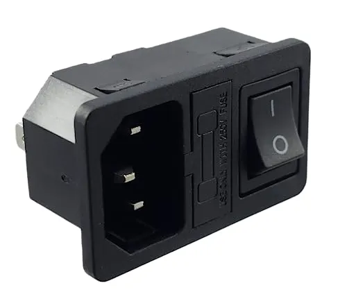 Kaltgeräte Steckverbinder Stecker C-14 mit schwarze Schalter und Sicherung 10A/250V