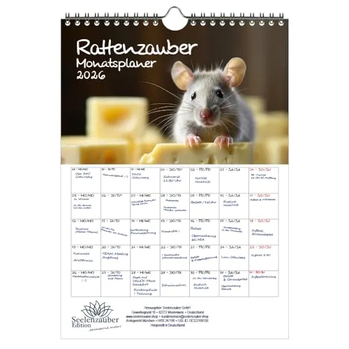 Rattenzauber Planer DIN A4 Kalender für 2026 Ratten - Seelenzauber