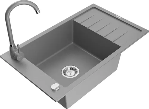 Mexen Elias Granitspüle Grau mit Mischbatterie