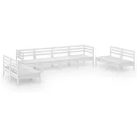 vidaXL 8-tlg. Garten-Lounge-Set aus Kiefernholz in Weiß - Robustes Garten-Lounge-Set aus massivem Kiefernholz, ideal zum Entspannen oder geselligen Beisammensein. Kombinierbar mit anderen Segmenten für individuelle Gestaltungsmöglichkeiten.