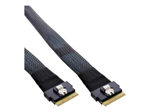 InLine Slim SAS Kabel SFF-8654 8i, 48 Gb/s, 0,75m - SCSI-Kabel & Adapter für schnelle 48 Gb/s Datenübertragung, ideal zum Verbinden von SAS Geräten mit Verriegelungs-Clip für sicheren Halt.