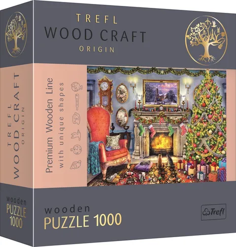 TREFL Wood Craft Origin Puzzle Am Kamin 1000 Teile - Klassisches Puzzle mit 1000 einzigartig geformten Holzteilen, doppelseitig und umweltfreundlich verpackt. Ideal für gemütliche Stunden und eine unterhaltsame Herausforderung für die gesamte Familie.