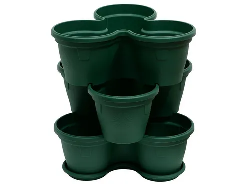 Engelland Blumenständer Säulentopf - Platzsparendes Hochbeet Set - Blumenständer aus robustem Kunststoff, stapelbar und UV-beständig. Ideal für Kräuter und Blumen mit 11 Litern pro Ebene, perfekt für Innen- und Außenbereiche.