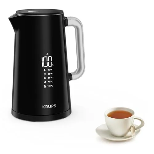 Krups Smart'n Light Wasserkocher, 5 Temperaturen, 1,7 Liter - Wasserkocher mit 5 Temperatureinstellungen und Edelstahl-Innenleben, ideal für präzises Teekochen und mühelose Reinigung.