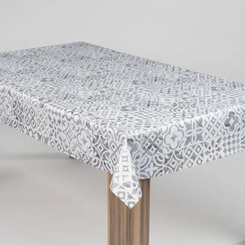 laro Wachstuch-Tischdecke Wachstischdecke Gartentischdecke Kachelmuster Grau, Muster:Kachelmuster Grau, Größe:100x140
