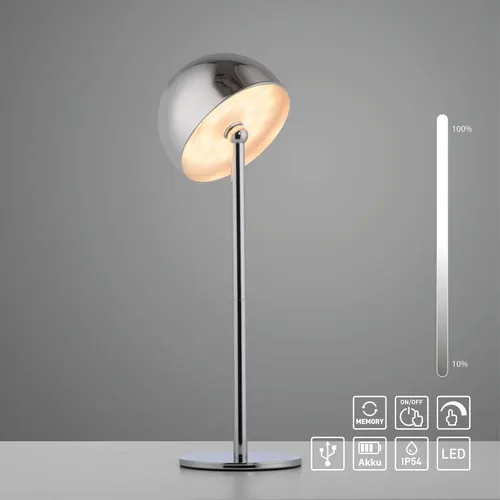 OTTO home Tischleuchte Akku Garrin in silber von Otto Home