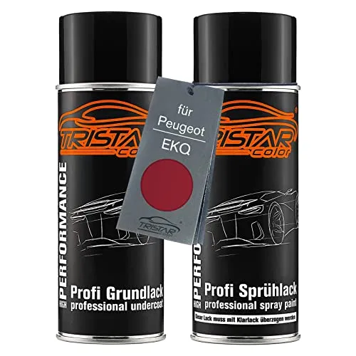 TRISTARcolor Autolack Spraydosen Set für Peugeot EKQ Rouge Lucifer Nacre/Rosso Lucifer Nacre Grundlack Basislack Sprühdose 400ml