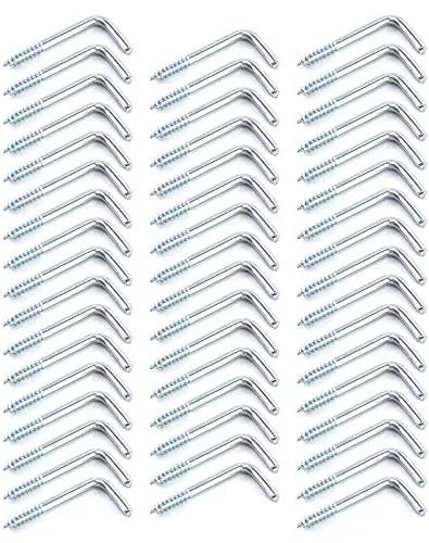 QWORK Schraubhaken gerade mit Schlitz, Hakenschraube galvanisch verzinkt, L-förmig, Wandhaken, 34mmx15mm, 50 Stück
