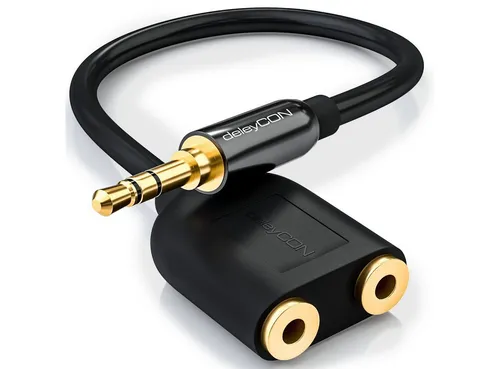 deleyCON deleyCON PREMIUM HQ Stereo Audio Adapter / 3,5mm Stecker zu 2x 3,5mm Audio-Kabel