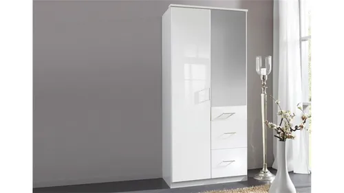 Kleiderschrank Clack Drehtürenschrank in hochglanz weiß