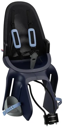 Qibbel Air Kindersitz für Hinten - Denim Blue - Leichter und komfortabler Kinderfahrradsitz mit Mesh-Rückenlehne für optimale Belüftung. Ideal für Kinder von 9 bis 22 kg und sicherer Halt mit 5-Punkt-Gurt.
