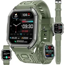 ZPIMY Smartwatch 1.1 Inch AMOLED, 5ATM Waterproof Fitness Tracker with Heart Rate, SpO2, Pedometer, Sports Modes for Android iOS - Grün