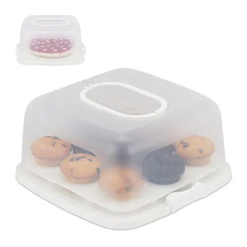 relaxdays Kuchentransportbox - Eckige Kuchenbox für sicheren Transport - Kuchentransportbox aus Kunststoff, ideal für Torten und Muffins. Mit Klickverschluss und Tragegriff bleibt Ihr Gebäck frisch und sicher unterwegs.